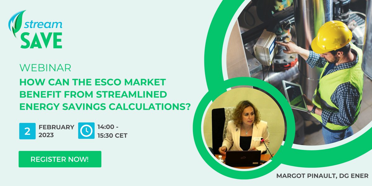 stream_save's tweet photo. ⚡ Curious to learn more about #ESCOs and energy performance contracts in the EU? Join us on 2/2 to hear from Margot Pinault (DG ENER).

🔗 https://t.co/v2uXvKjsz6

#H2020EE #energysavings https://t.co/1Kks1ptZlg