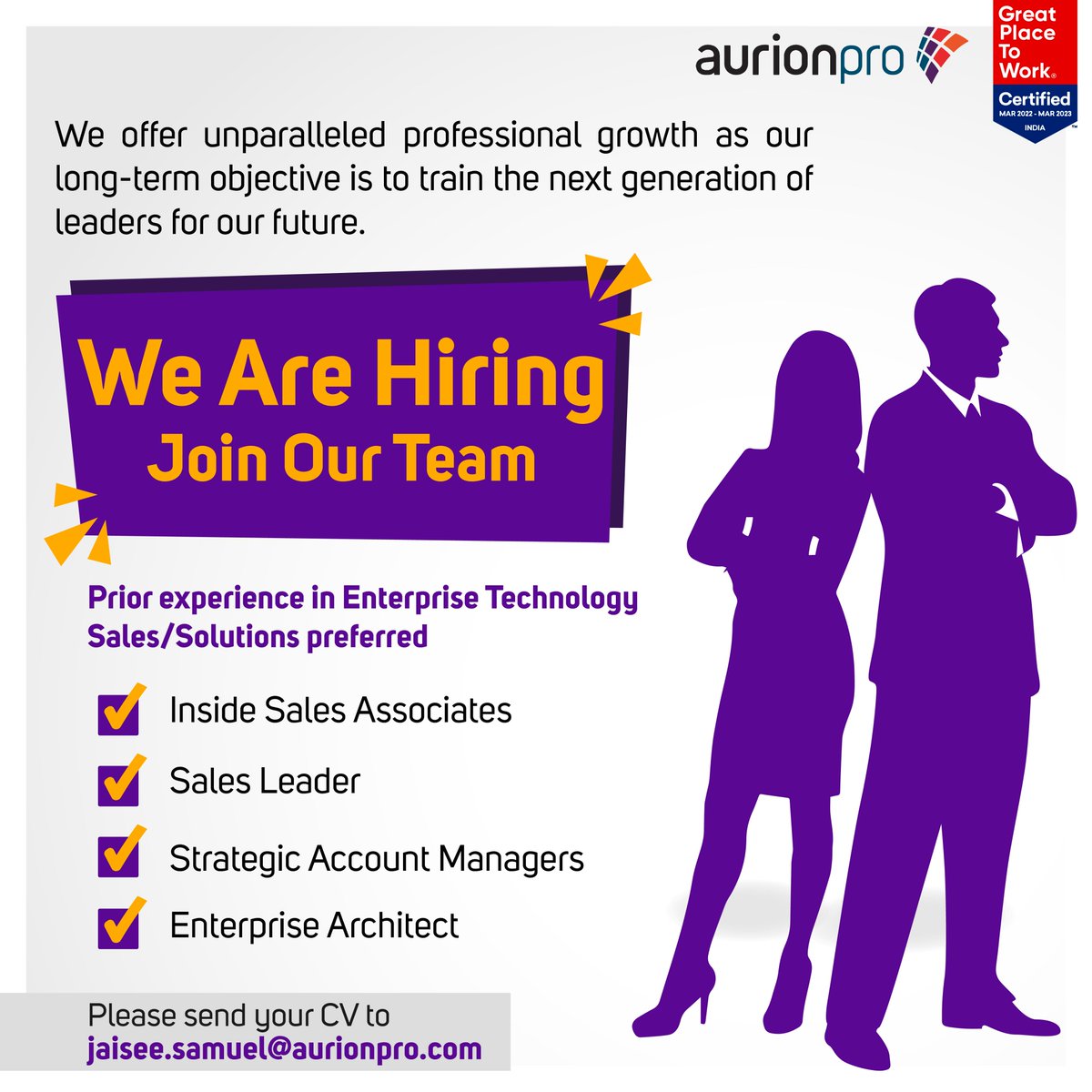 aurionpro's tweet image. Come, be a part of the Aurionpro family!

#Jobs #Hiring #enterprisearchitect #strategicaccountmanagement #accountmanager #salesleader #insidesales