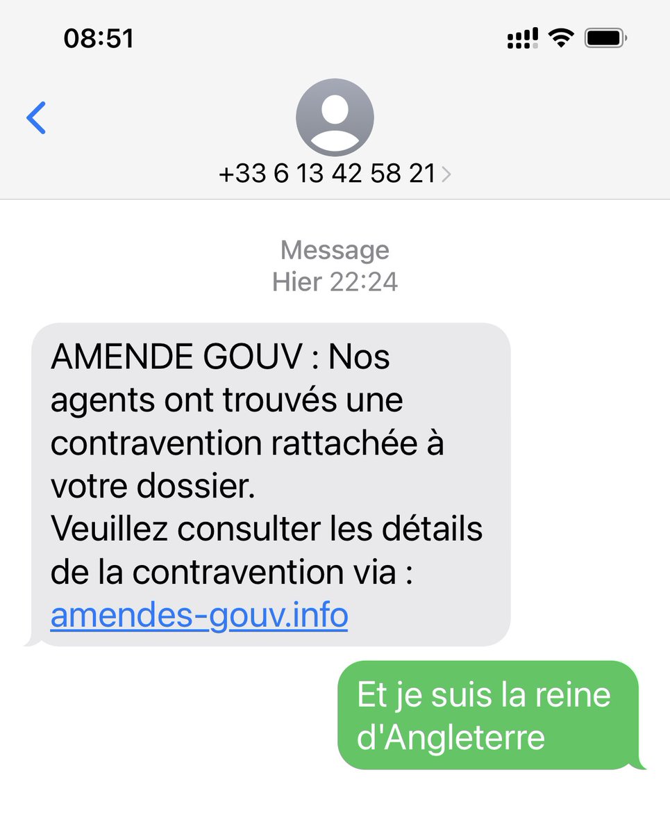 ⚠️ Bien entendu si vous recevez un SMS avec un lien « gouvernement », prenez le temps de vérifier et de bloquez le numéro, car tous les liens blablabla-gouv sont en .fr et non .info 

PS: idem lorsqu’on vous propose par SMS de renouveler votre abo Netflix que vous n’avez pas… 🤷🏻‍♂️