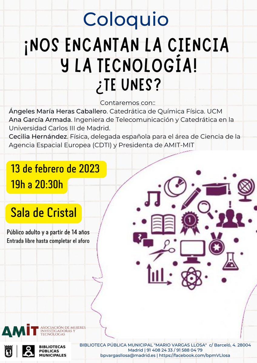 Coloquio '¡Nos encantan la ciencia y la tecnología! ¿Te unes?' para celebrar el <a href="/11defebreroES/">Día Mujer y Ciencia</a> . Contaremos con <a href="/AngelesHerasC/">Ángeles Heras Caballero</a> , @armada_garcia y @cecilia00171490 integrantes de <a href="/twitamit_es/">AMIT</a> . ✅acortar.link/2HV4DL
 #mujeryciencia #11F #díamujeryniñaenciencia