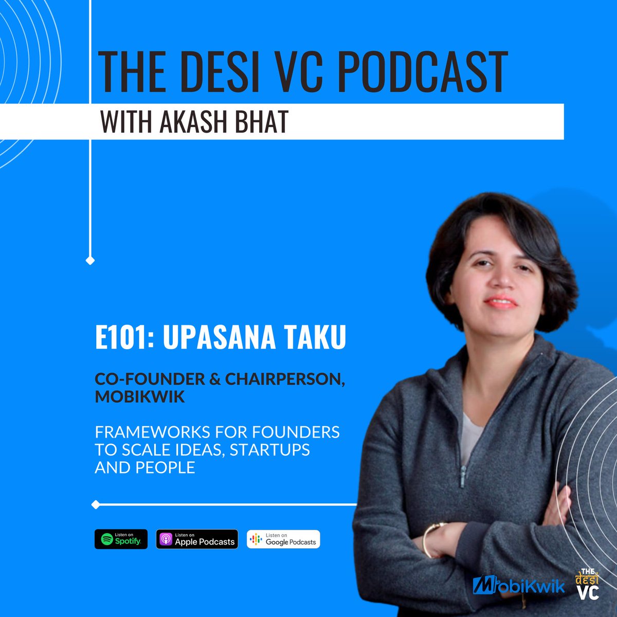 🎙 Here's your Monday motivation 👇🏻

Easily one of my favorite episodes on <a href="/thedesi_vc/">The Desi VC Podcast</a> podcast but most importantly a must listen for all founders, irrespective of stage, to learn about scaling businesses, ideas and people.

cc: <a href="/UpasanaTaku/">Upasana Taku</a> <a href="/MobiKwik/">MobiKwik</a>

🎧: spoti.fi/3JpfYRN