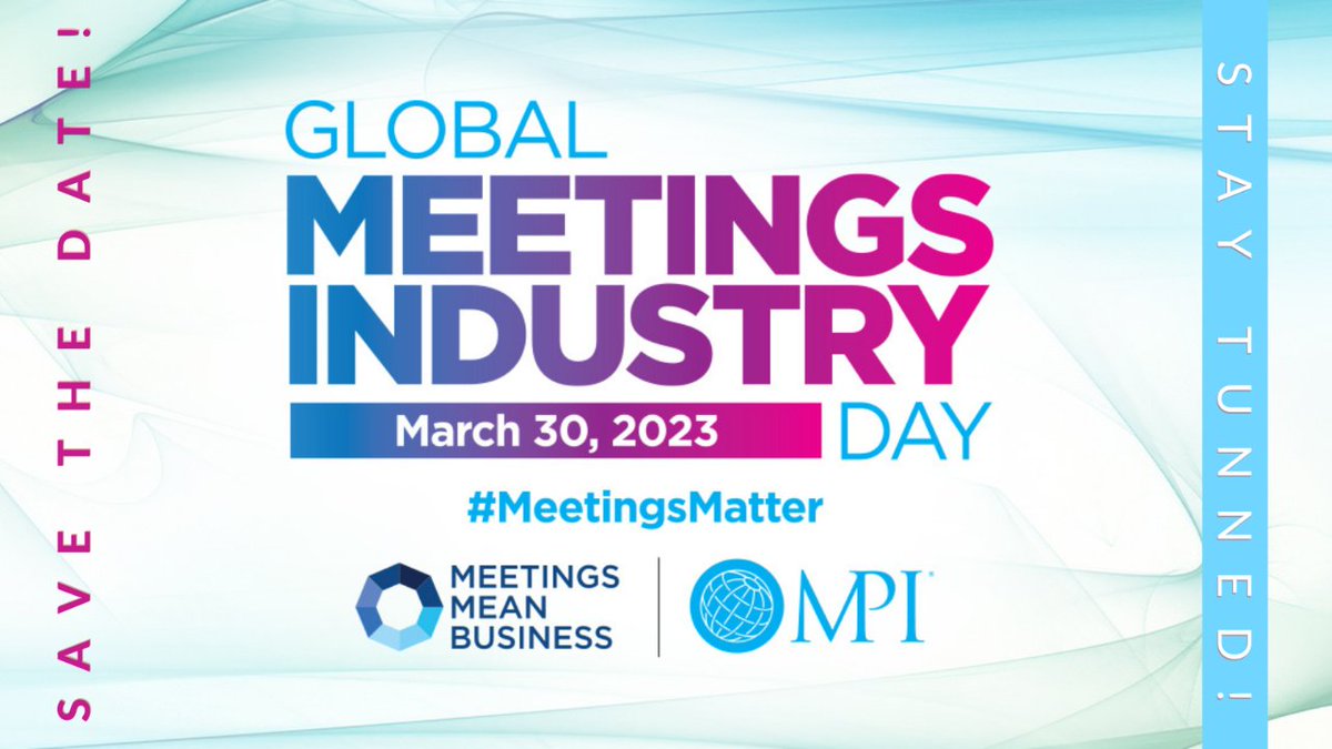 MPIIberian's tweet photo. 💙 #GMID Día Mundial de la Industria de Reuniones.
🗓️30 de marzo de 2023.
✨Día donde celebramos todos los eventos que impactan en la vida de millones de personas.
⏩ ¡Atentos a las redes, pronto compartiremos más información!

#MPIiberianChapter #juntosbrillamosmas #meetingprofs https://t.co/oheXI9XcVJ