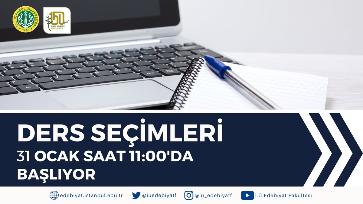 Fakültemizde Bahar Dönemi Ders Seçimleri 31 Ocak 2023 saat 11.00'de başlıyor. 
Öğrencilerimiz ders seçimi işlemlerini 31 Ocak-06 Şubat 2023 tarihleri arasında AKSİS öğrenci otomasyon sistemi üzerinden online olarak yapabilecektir.
Ayrıntısı için:👉bit.ly/3Rg6YA6