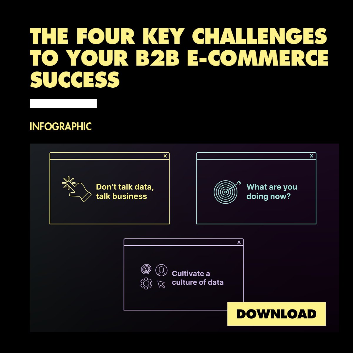 SQLI_NL's tweet image. [Infographic] Get your B2B e-commerce business ready for the future with our interactive infographic, which covers the 4 key challenges of data, omnichannel, technology and customer relationship and offers solutions on how to overcome them: okt.to/Qo1rwR