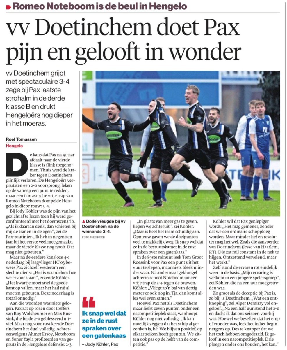VV Doetinchem doet Pax pijn en gelooft in wonder.