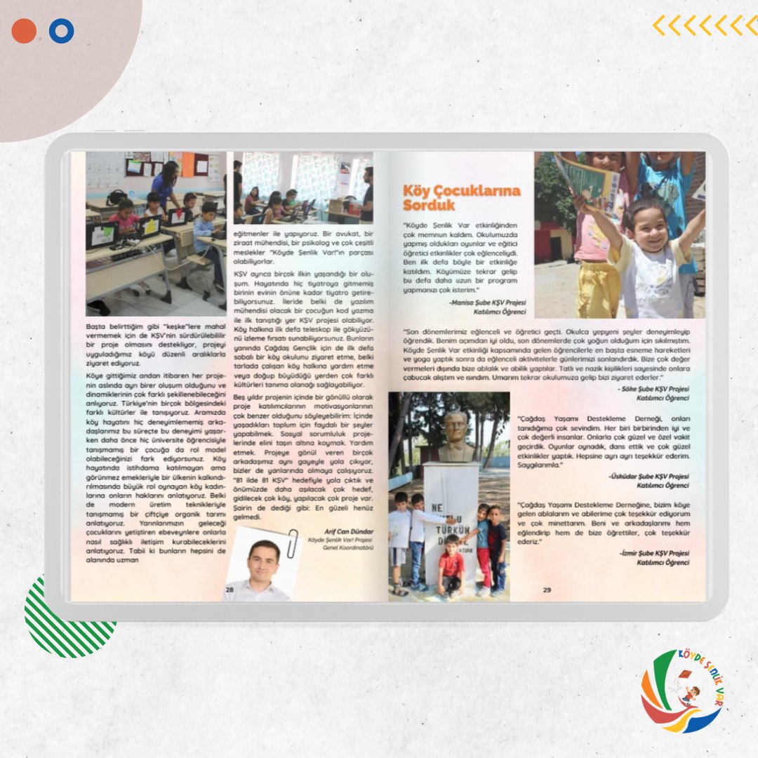 Genel Merkez KŞV Mutfak Ekibi Koordinatörümüz Arif Can Dündar Türkan Dergisi Ocak sayısında yazdı: İyi ki Köyde Şenlik Var! 🎈
Okumak için: online.flippingbook.com/view/418821499 

#köydeşenlikvar
#çağdaşgençlik