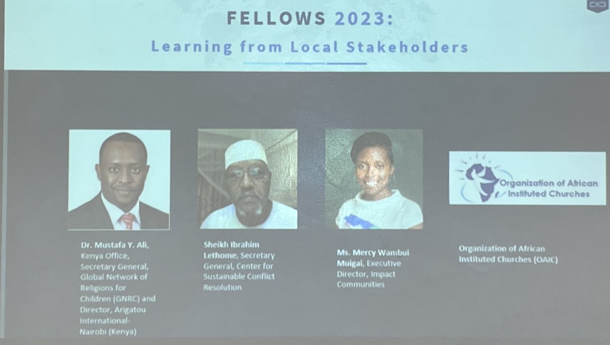 KAICIID's tweet photo. Exciting panel discussion as @arigatougnrc's @mustafa_y_ali, Center for Sustainable Conflict Resolution's Sheikh Lethome, and Impact Communities' Mercy Muigai share w/ #KAICIIDFellows their insights on local stakeholders' role in promoting intercultural dialogue and peacebuilding https://t.co/LBIET3PJuv