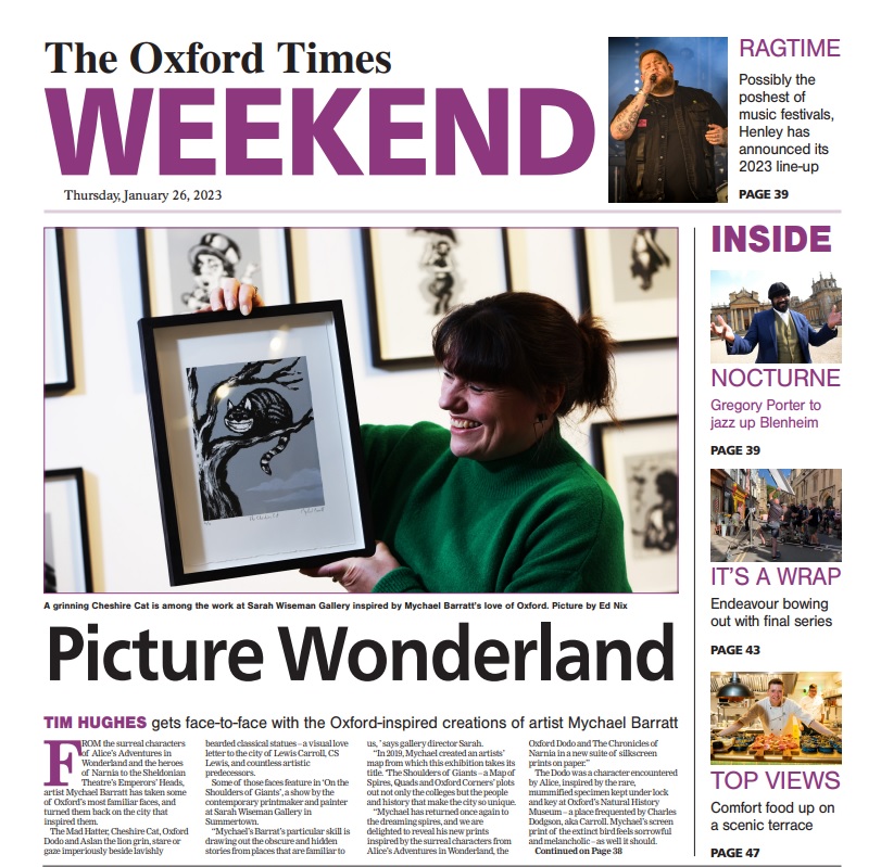 While you're out & about, why not treat yourself to some quality reading with this week's Oxford Times? All the news plus food, wine, wildlife with @BBOWT, the latest on #Endeavour, Wonderland at @Sarah_WiseGal & our fabulous local hero @GazCoombes gracing
the front page!