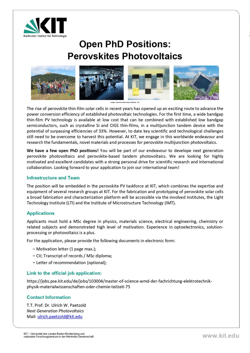 Taskforce Perovskite Photovoltaics at KIT tweet media