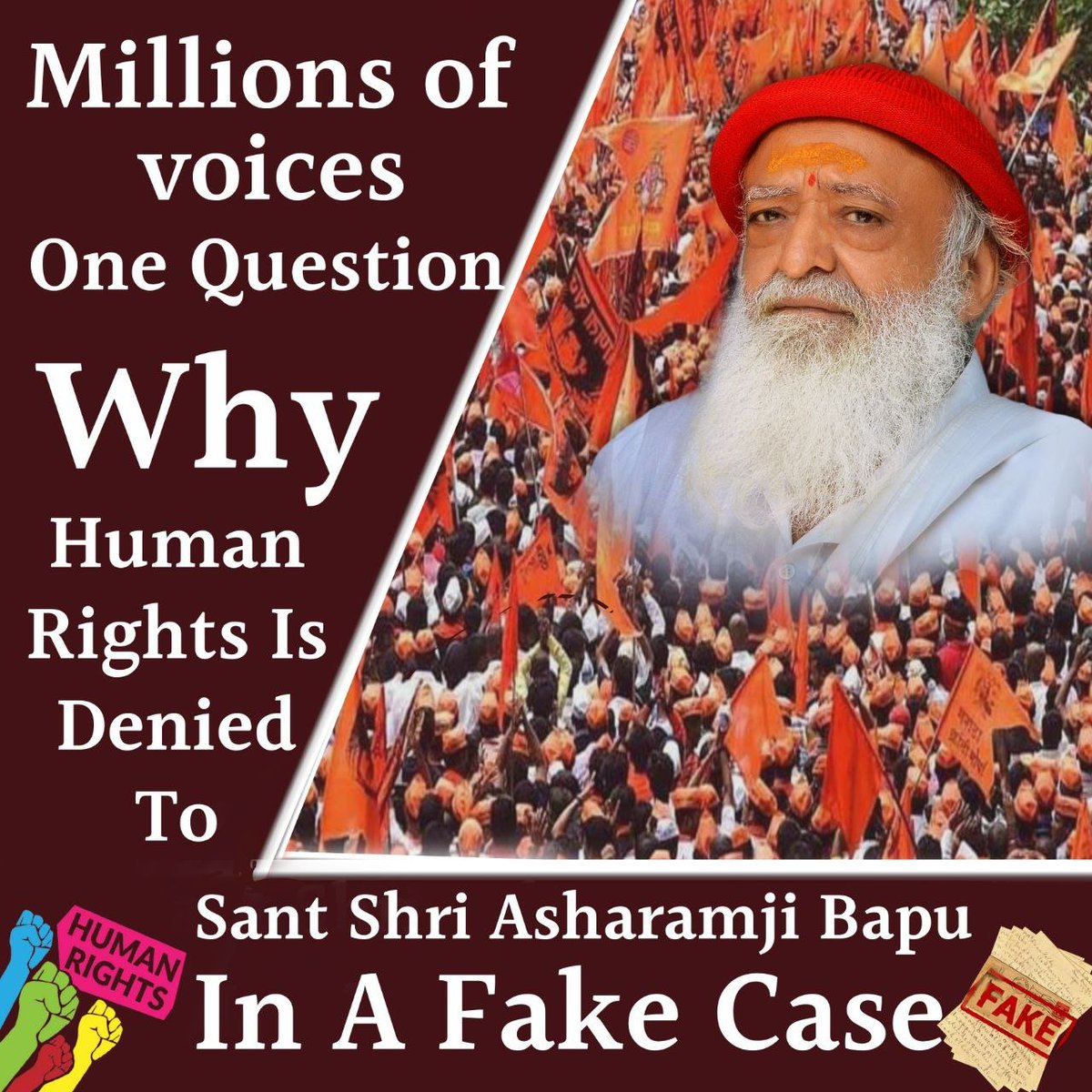 Millions of voices one Question why human right is denied to Sant Shri Asharamji Bapu in a fake case 
#JusticeForAsharamjiBapu
All Eyes On The Court
BHARAT MAANGE NYAY
Anyay Kaa Ant Ho