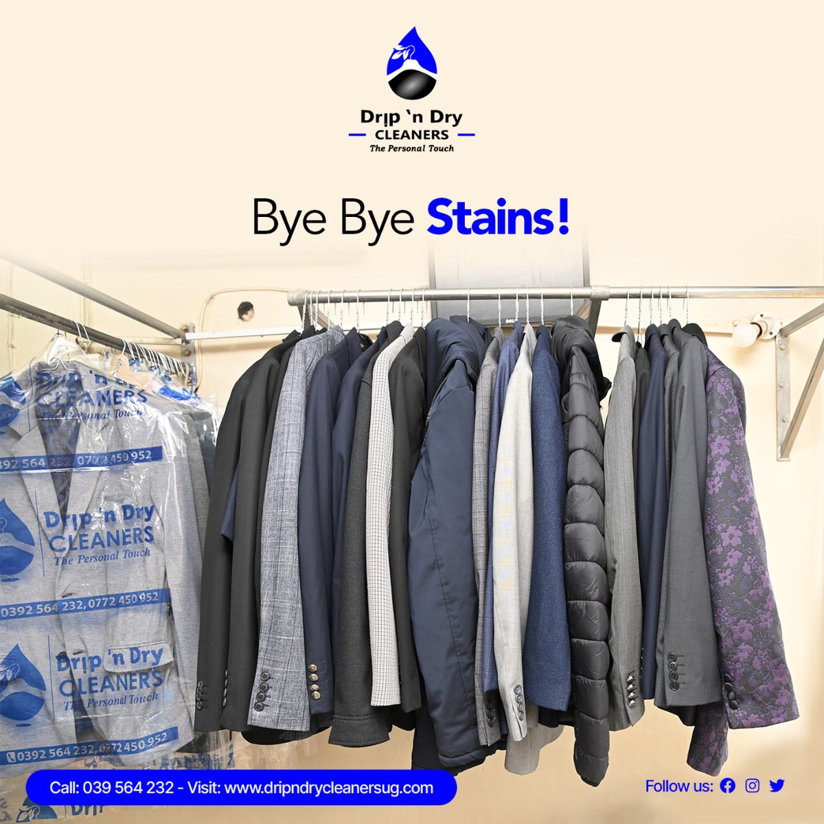 Stain removal can seem like a hard task when you try to do it by yourself. Leave it to the pros!
Visit any of our branches or give us a call to have your laundry picked &amp; delivered.

Contact: 0392 564 232
Visit: dripndrycleanersug.com 
#Drycleaning #Laundryservices #Stainremoval