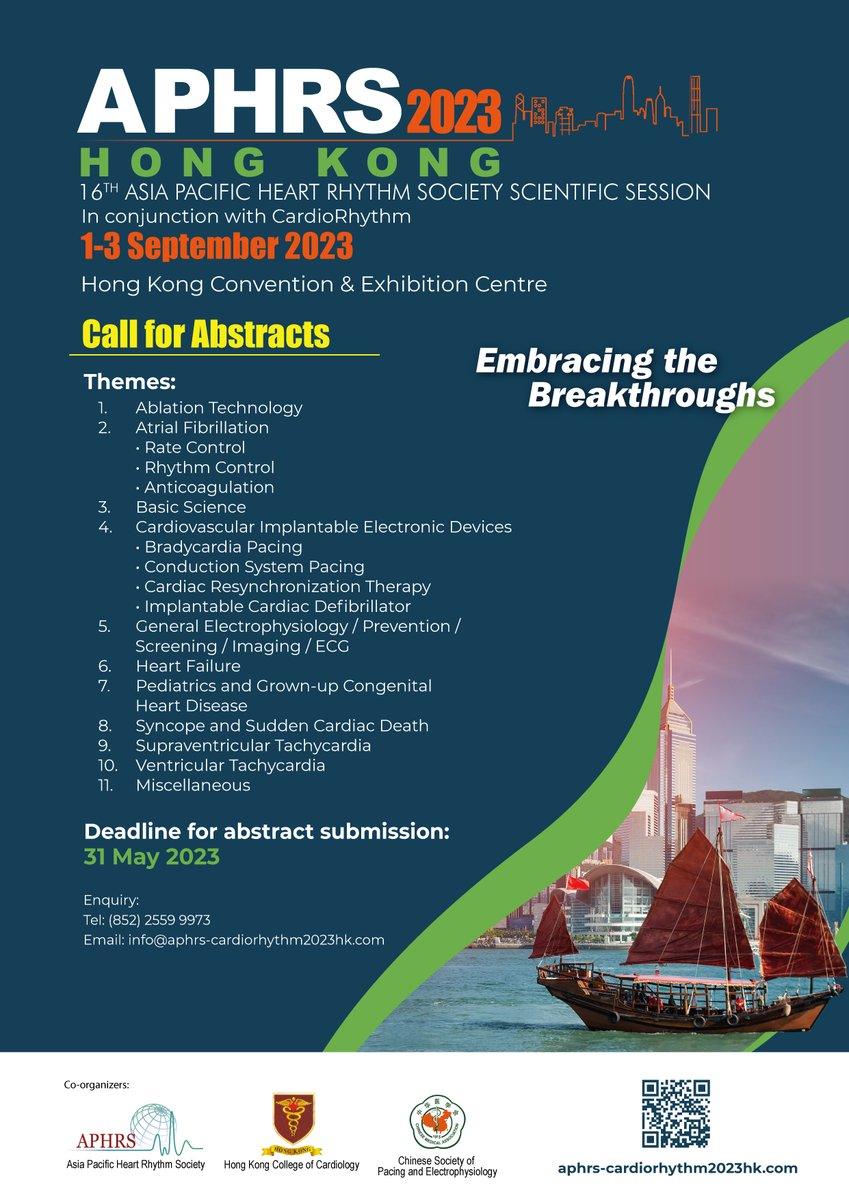 Call for Abstracts! Submission deadline: 31 May aphrs-cardiorhythm2023hk.com/call-for-abstr…