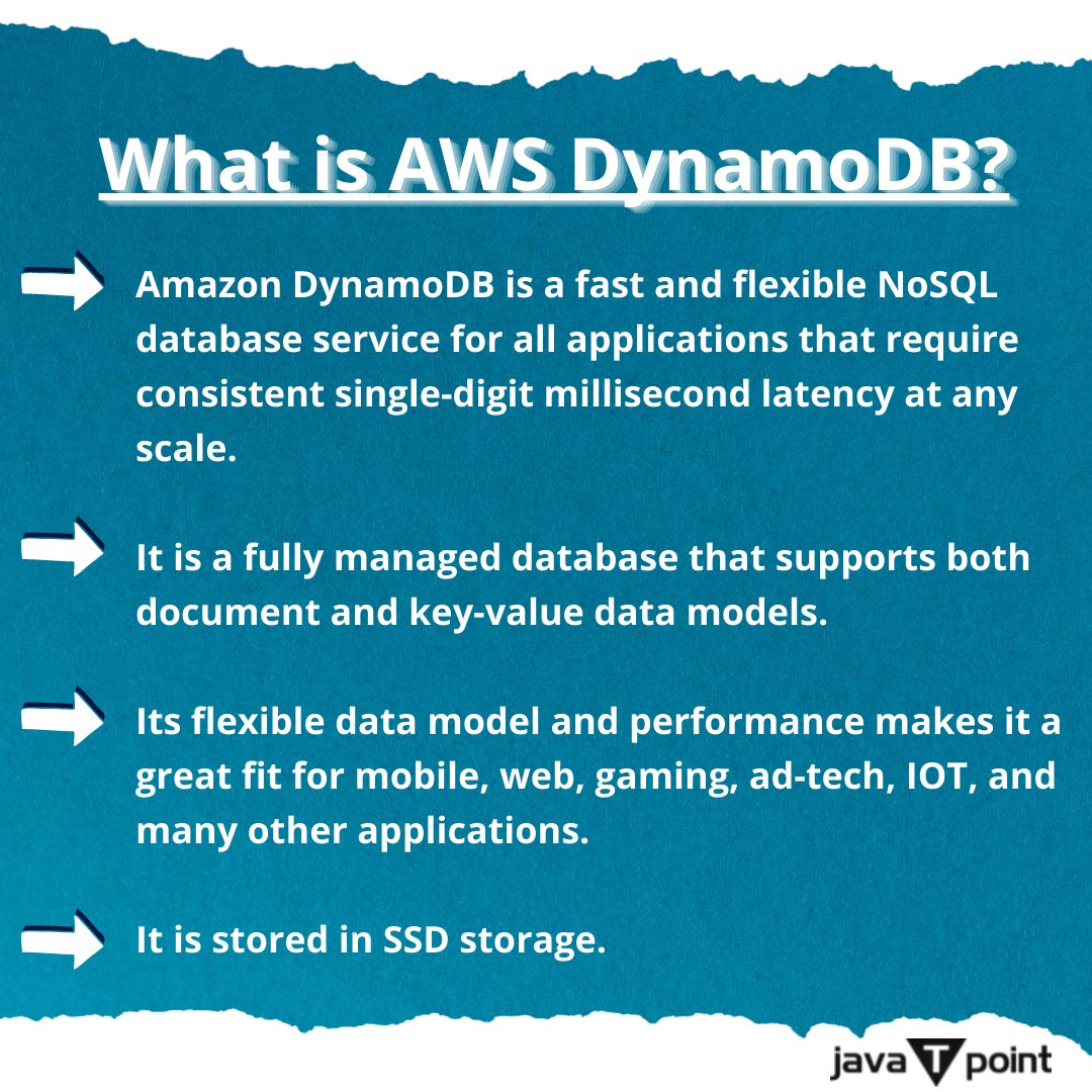 Bhavana83491661's tweet image. What is AWS DynamoDB?
.
.
visit:
bit.ly/3JmtEgj
for more information
.
.
.
.
#aws #amazon #AWSDynamoDB #AWSElasticache #awsaurora #azure #cloudcomputing #cloudtechnology #amazonemr #amazons3 #amazonlightsail #amazonec2 #javatpoint