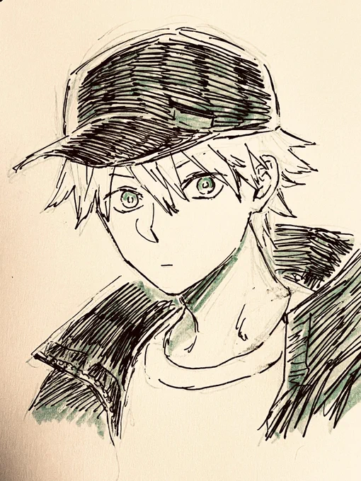 唐突にアナログで描きたくなりボールペンで挑んだものの二度のインク切れに見舞われどうにか仕上げたカスカスのこがね丸… 