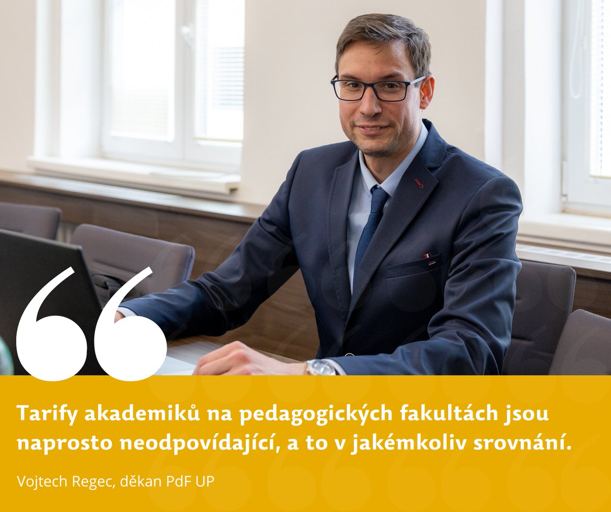 FakultaV's tweet photo. Rozhovor s děkanem PdF UP Vojtechem Regecem proběhl po setkání členů @AsociaceD. Jaká témata byla na pořadu jednání? Jak je to s mzdovými tarify akademiků a akademiček působících na pedagogických fakultách? Co se skrývá za čísly ve statistikách? Více zde: https://t.co/kT6dOVxT5S https://t.co/bbSboZX2zf