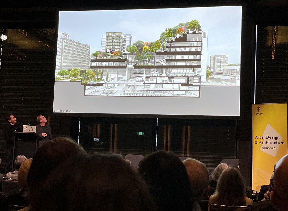 PhilipThalis's tweet photo. Invigorating talk tonight @artdesignunsw with those fantastic Singapore architects #woha - so ambitious for the environmentally-driven high density, high amenity architecture &amp; urbanism.
We so need more of such ambition, leadership &amp; design skill in Aust’n cities https://t.co/YkmAFMqBmn