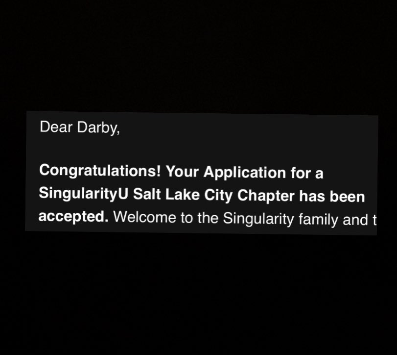 Darbybailey's tweet photo. 😱🥳checking my email before my Monday morning.
Follow your bliss. Then be ready for the universe to support you in the pursuit of your dreams (or visions, depending on how your brain works).
#singularityU #dreambig https://t.co/YBrRgqpmpE