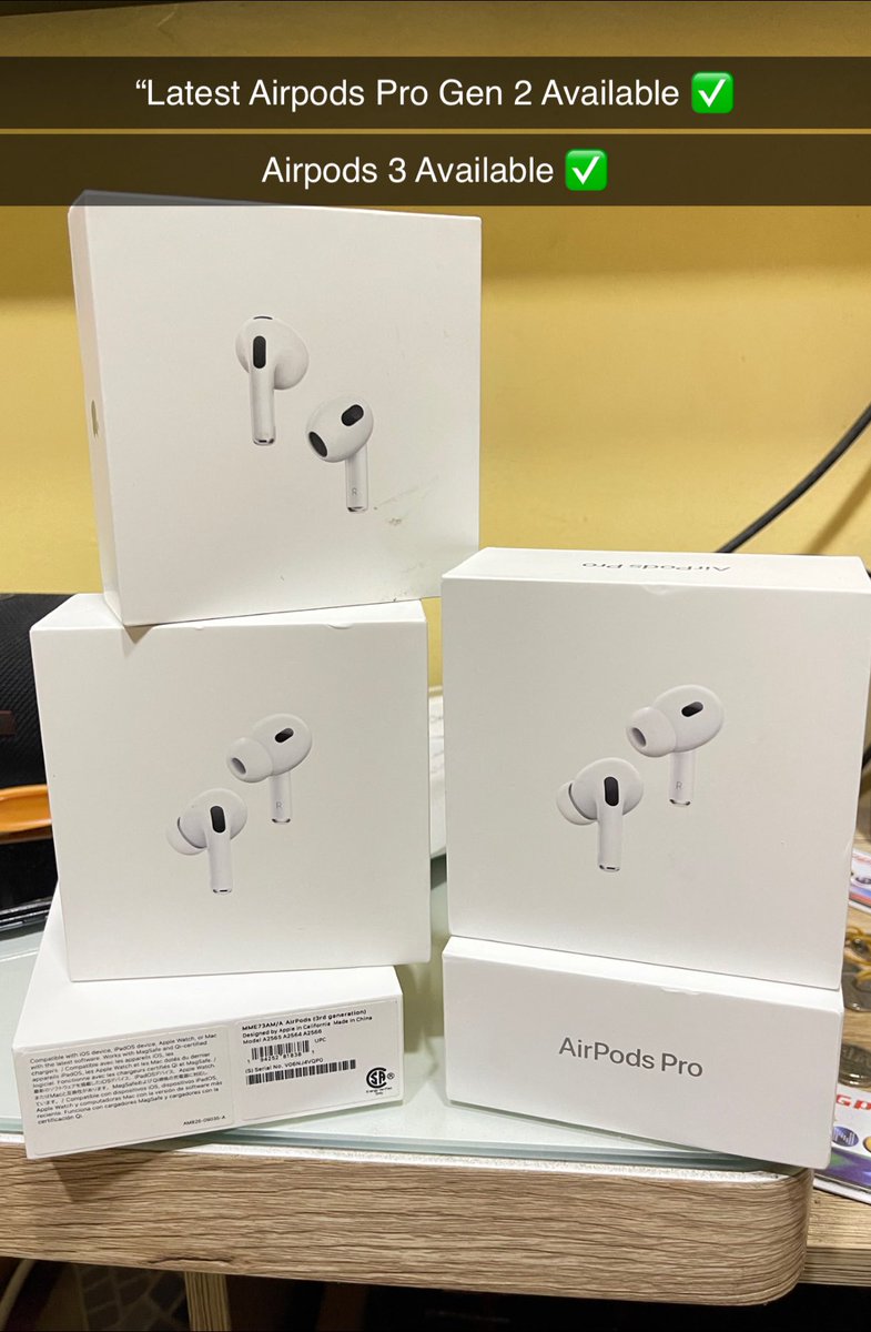 bashhassan25's tweet image. Brand New AirPods 3 1650ghc
The All New AirPods Pro 2nd Gen 3000ghc Call 📞 : 0548203568
#apple #explore #techaddict #iphone #ios #ultra #macbook #m2 #applewatch
#reels #reelsinstagram #explore #tech #airpods #airpods3 #airpodspro
#BigBrotherTitans