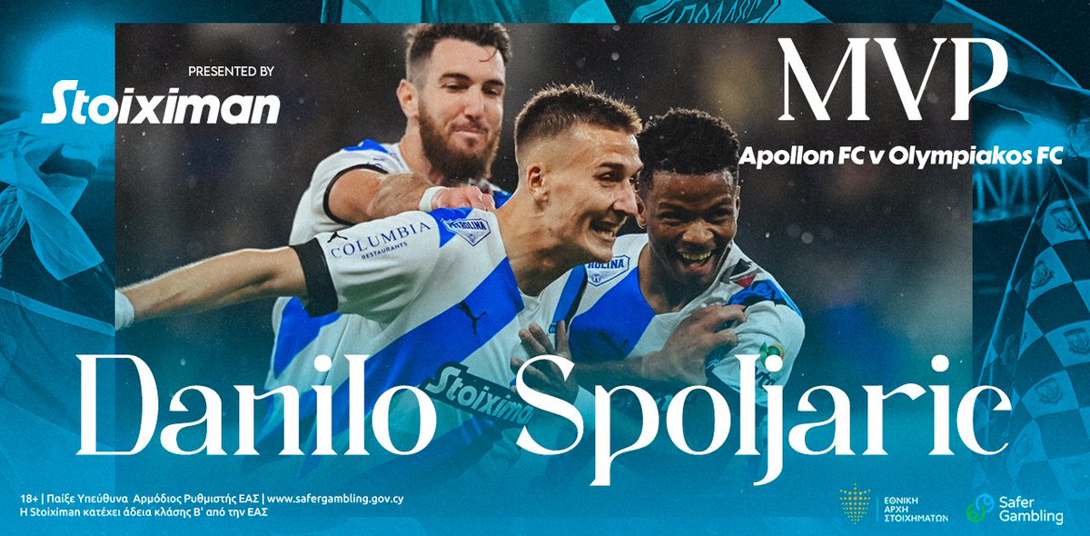 APOLLONOFFICIAL's tweet photo. 🏅👏 Με ποσοστό 62.5% ο 𝐃𝐚𝐧𝐢𝐥𝐨 𝐒𝐩𝐨𝐥𝐣𝐚𝐫𝐢𝐜 αναδείχθηκε ως ο @Stoiximan #MVP κόντρα στον Ολυμπιακό.
✍️ Διαβάστε αναλυτικά: https://t.co/lQPdIvbiFz
#ApollonFC #APOOLY #WeAreOne https://t.co/2nralwkOfG