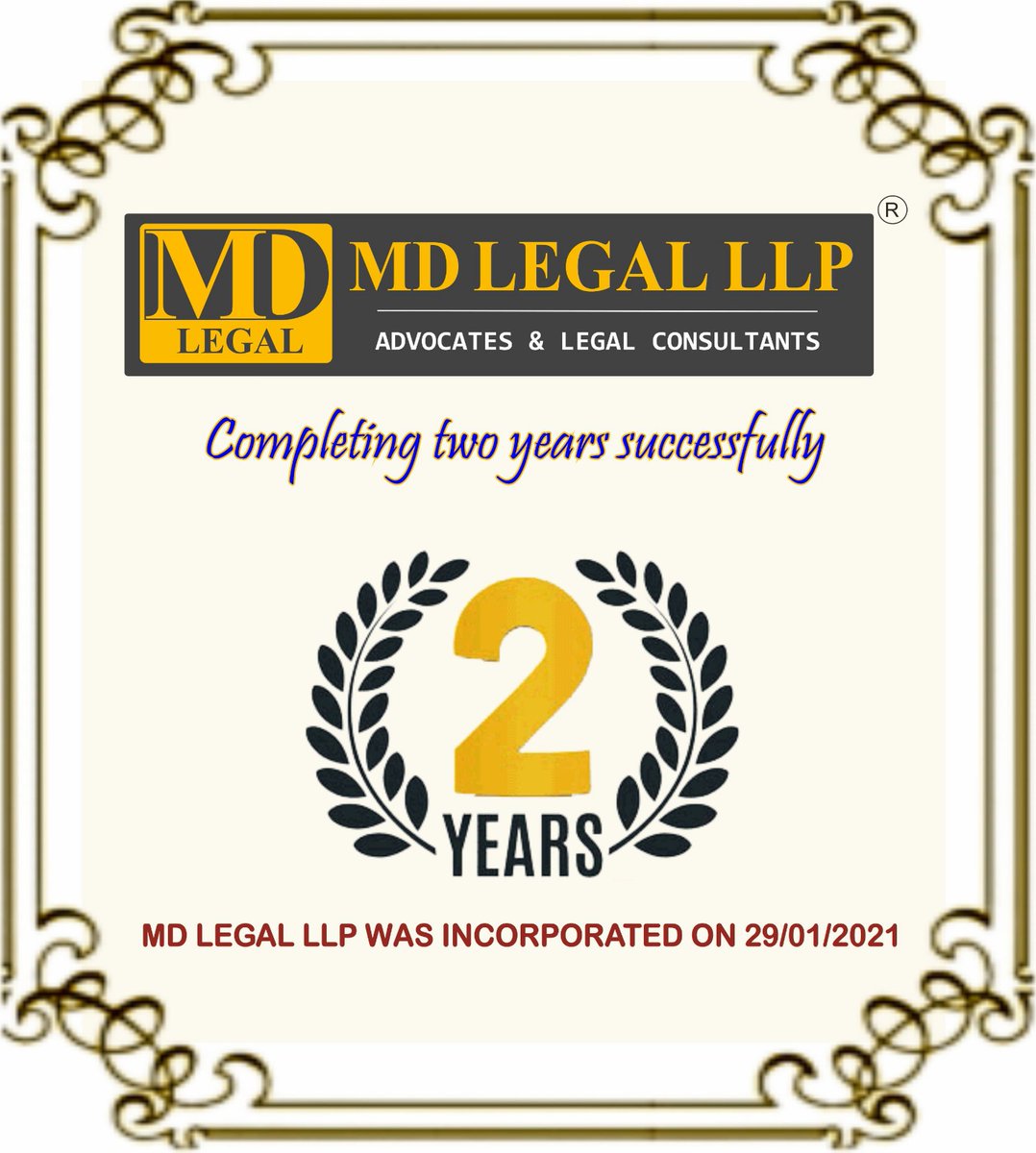 mdlegalllp's tweet photo. We completed 2 year... congratulations. https://t.co/IbEUl7TcF6