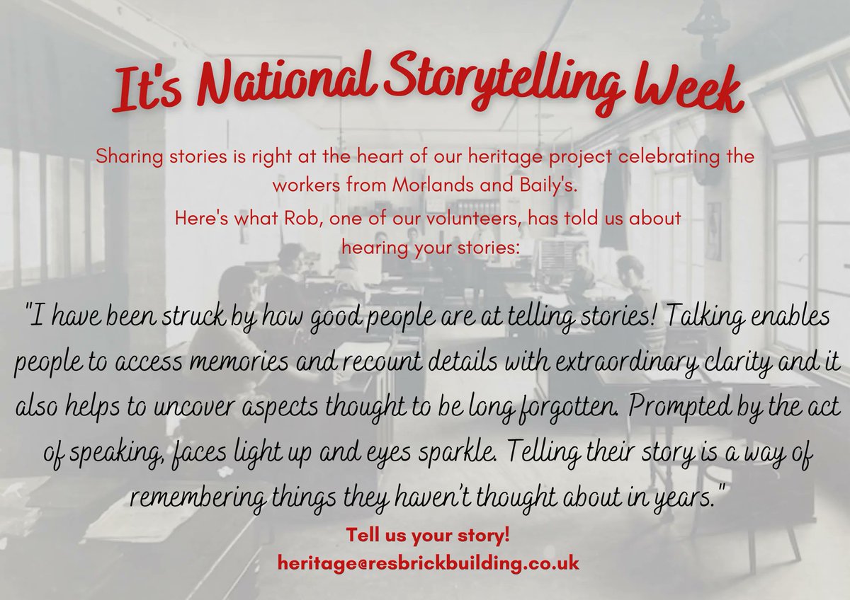 It’s National Storytelling Week!  We want to hear yours about Morlands and Baily’s, Glastonbury.  Any facts you have or tales you would like to tell to help us build our understanding of life in and around our buildings. 

#NationalStoryTellingWeek2023  @HistoricEngland