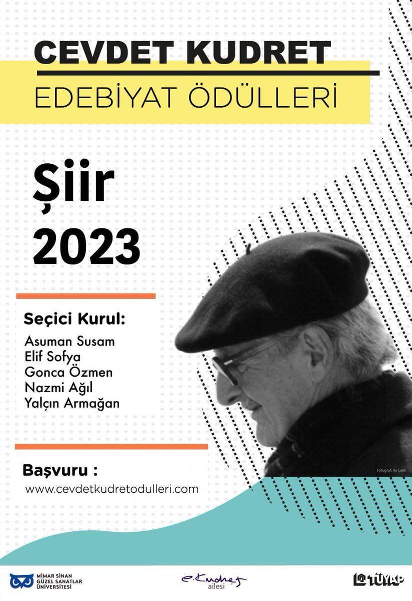 msgsuniversite's tweet photo. Üniversitemizin, Cevdet Kudret ailesi ve TÜYAP iş birliğinde yürüttüğü #CevdetKudretEdebiyatÖdülleri bu yıl “Şiir” dalında verilecektir.
Seçici Kurulu Elif Sofya,Gonca Özmen,Asuman Susam,Nazmi Ağıl ve Yalçın Armağan'dan oluşan ödülün başvuru koşulları için:https://t.co/2Rr4MSX3Ms https://t.co/3KnTPFeJfK