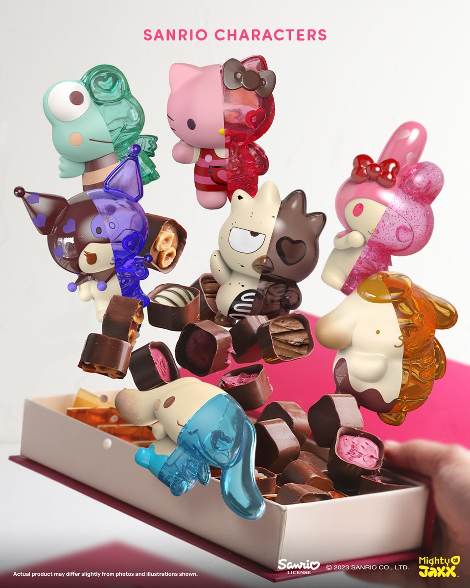 MightyJaxx's tweet photo. Coming soon: A chocolatey Sanrio series that’ll make you melt 🍫 Stay tuned! @gummifetus 

Disclaimer: These Funboxx toys are not for consumption.

#mightyjaxx #sanrio #hellokitty #blindbox #toys https://t.co/OP7GgGOWQ9