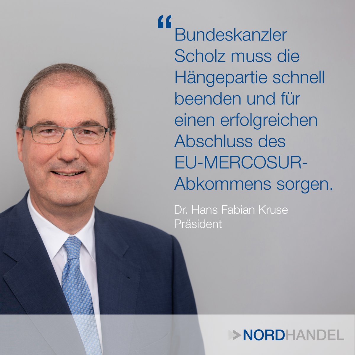 NORDHANDEL: Es ist gut, dass Bundeskanzler <a href="/OlafScholz/">Olaf Scholz</a> seine Südamerika-Reise nutzt, um prominent für das #EU-#MERCOSUR-Abkommen zu werben. Der deutsche #Handel braucht starke Partner in der Welt. Wir müssen pragmatische Lösungen finden, um den #Freihandel voranzubringen.