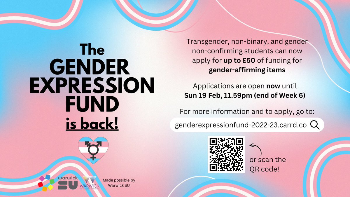 🏳️‍⚧️ 💷 THE GENDER EXPRESSION FUND IS BACK - APPLY FOR UP TO £50 OF GENDER-AFFIRMING ITEMS! 💷 🏳️‍⚧️

Are you a trans person in need of a new binder to replace that stretched, worn-out one you've been using for a few years too many? Do you want to experiment with makeup, ...