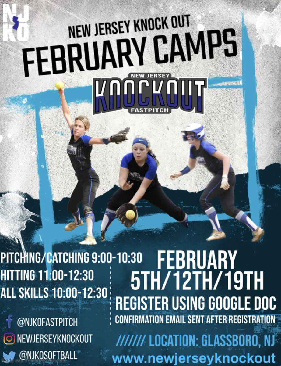 February Camps are here!
💥2/5 Session 1-Pitching &amp; Catching 
 Session 2-Hitting 
💥2/12 All Skills Camp 
💥2/19 Session 1-Pitching &amp;Catching 
 Session 2-Hitting 
Register today using the link below. ConfirmTion email will be sent after registration  

docs.google.com/forms/d/e/1FAI…