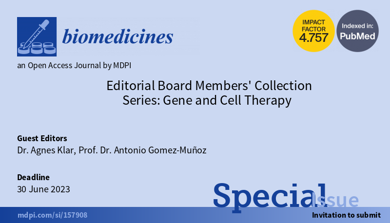 jemma_ai's tweet photo. We are pleased to announce an Editorial Board Members' Collection Series: #Gene and #cell Therapy to collect submissions of original research articles or review articles. See https://t.co/OjQpC9vpyO… @Biomed_MDPI https://t.co/CfPUMkiZtY