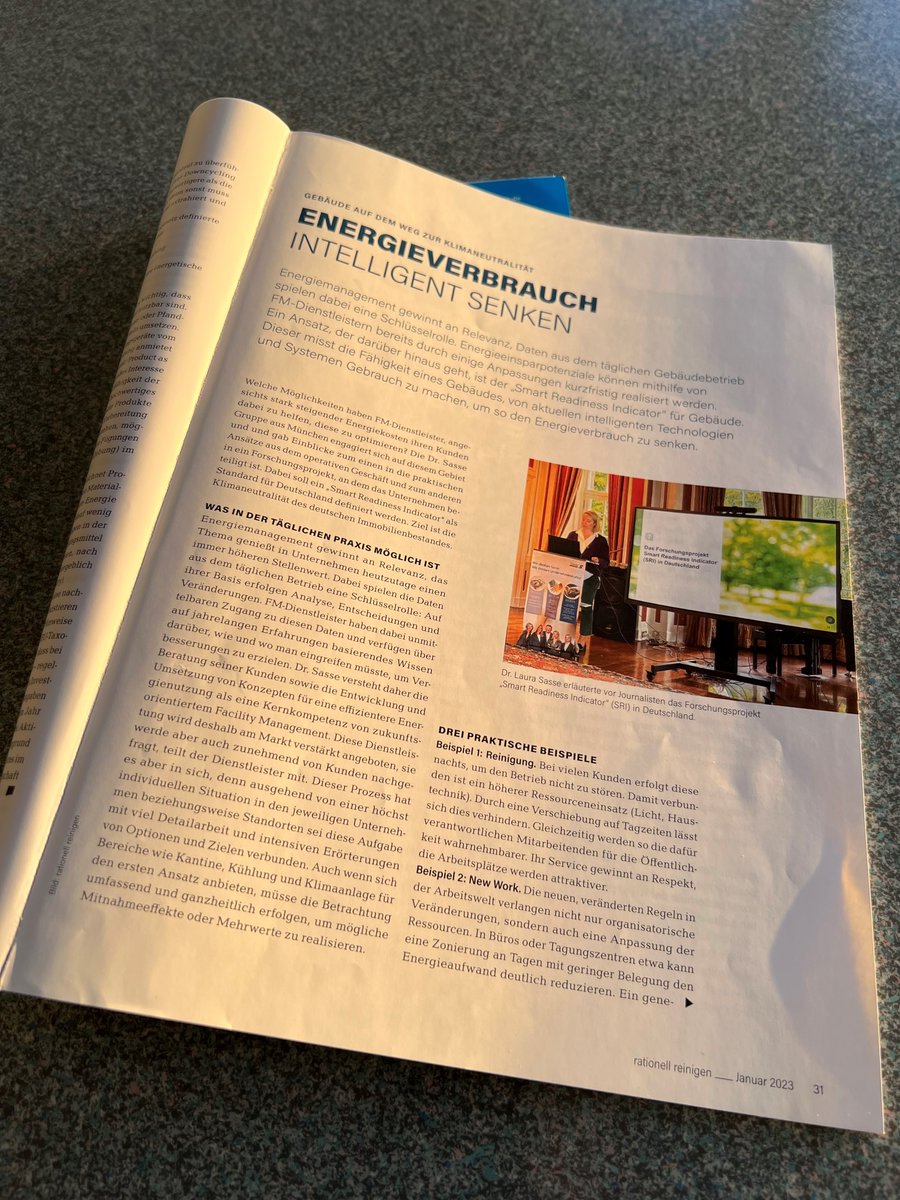 Was wir zur Rolle der FM-Dienstleister bei der Optimierung des Gebäudebetriebs zu sagen haben und alles zum Thema SRI - "Energieverbrauch Intelligent senken" lesen Sie in der Rationell Reinigen auf S. 31, 32 und 35. 
#smart #digital #energie