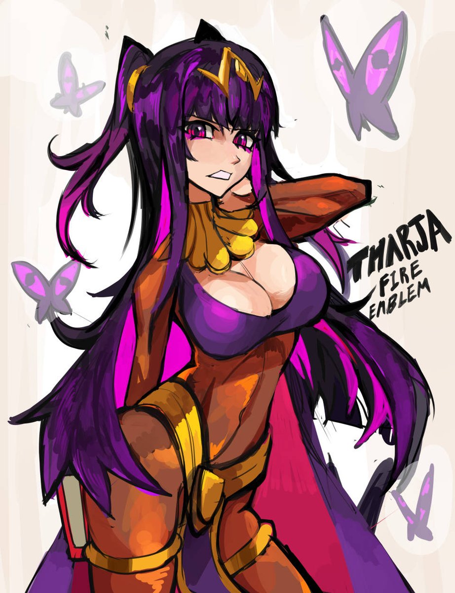 tharja (fire emblem) 1girl breasts solo long hair purple eyes tiara book  illustration images