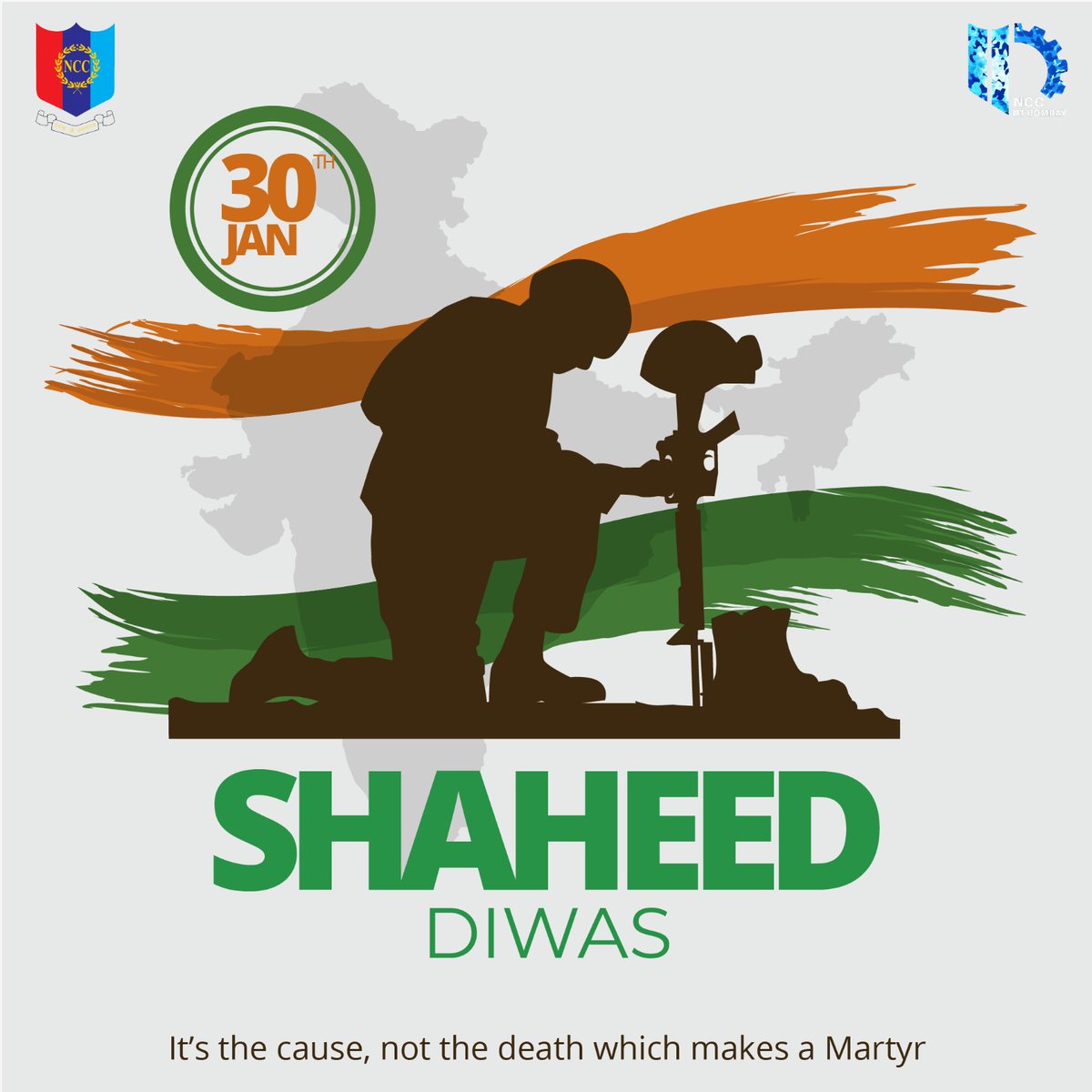 Jai Hind!
On 30th Jan we observe #ShaheedDiwas in the memory of Bapu's #sacrifice and to honour his legacy. It is our duty to not disgrace them by fighting among ourselves . Let's climb up the stairs of integrity, reliability and fraternity!
<a href="/iitbombay/">IIT Bombay</a> <a href="/adgpi/">ADG PI - INDIAN ARMY</a> <a href="/HQ_DG_NCC/">National Cadet Corps</a> <a href="/ncc_dte/">Maharashtra NCC Dte</a>