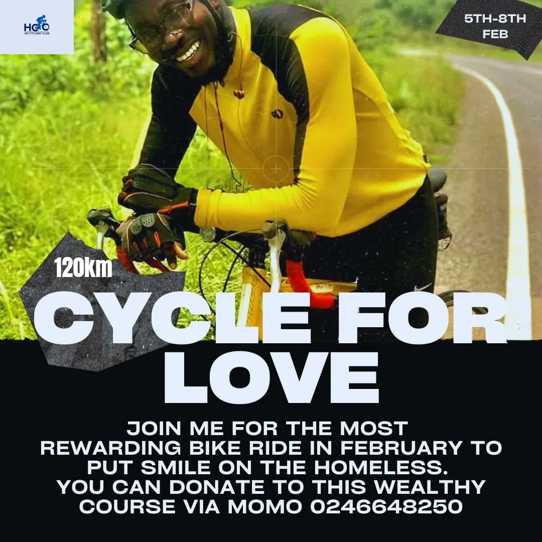 SDzorbor's tweet photo. HO to Accra 5th Feb 23
#SoloRide Challenge
#120km above in a Day
#HOCYCLING Club
#TeamVolta https://t.co/dLMNVf05xk