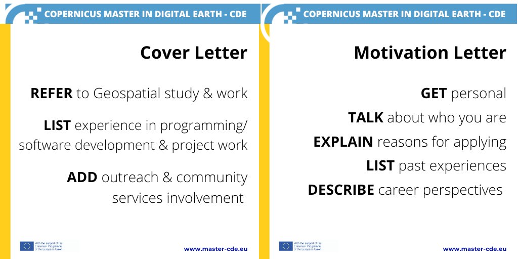 MSc_CDE's tweet photo. #ApplicationTip 🤓 https://t.co/GcwCzToZFZ  #Write as #good &amp; #expressive as possible #Copernicus Master in #DigitalEarth #MSc #PLUS #UBS #UPOL #EO #GI #GeoDataScience #AI4EO #machinelearning #GeoVisualisation #Geocommunication #GIScientist https://t.co/rZ8yzGeSYw