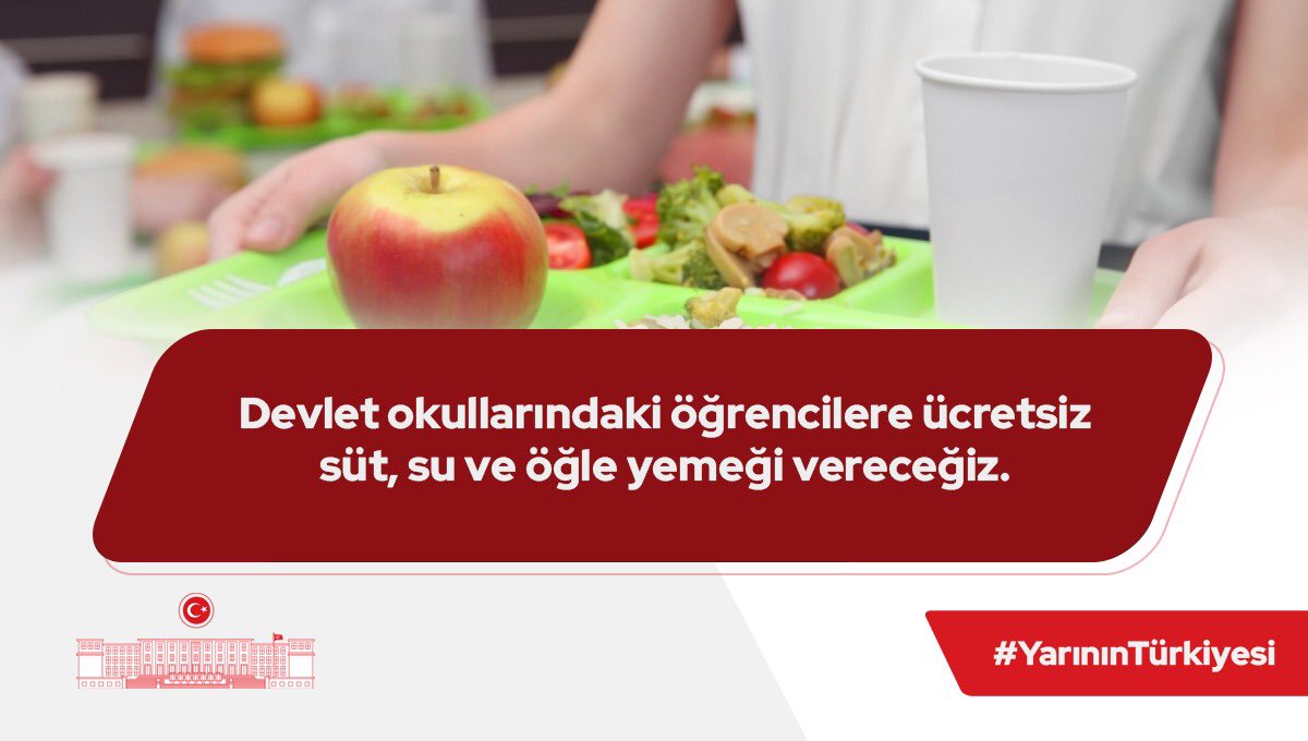gencdevaantakya's tweet photo. Devlet okullarındaki öğrencilere ücretsiz süt, su ve öğle yemeği vereceğiz.

#YarınınTürkiyesi https://t.co/00f4YLovdY