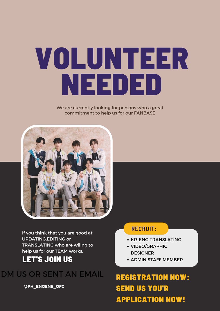 SaythenameAERIS's tweet photo. [📢 HIRING]
ENGENEs! We're still looking for these positions :
1. KR-ENG TRANSLATOR
2. VIDEO/GRAPHIC DESIGNER
3.ADMINS/STAFF/MEMBER
+
WE'LL BE GIVEN AWAY A OT7 BANNER FOR THOSE WHO WANT TO JOIN OUR TEAM!
If you are interested,please dm us right away!
#ENHYPEN
#PH_ENGENES https://t.co/0bzZmqQsIK