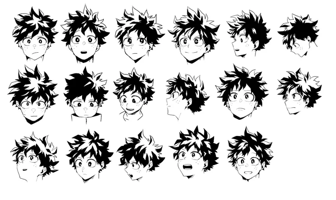 10%(下描き)か100%(原稿)の出力しか出来ないのが最大の悩みだったんだけども、突如「ラクガキの練習をすればいいのでは…!?」と閃いてザカザカ描く練習してますあわせてくんの髪型あらためて練習してるけど髪ちゃんと描くだけで一気に模写っぽくなる(特に模写のつもりない) 