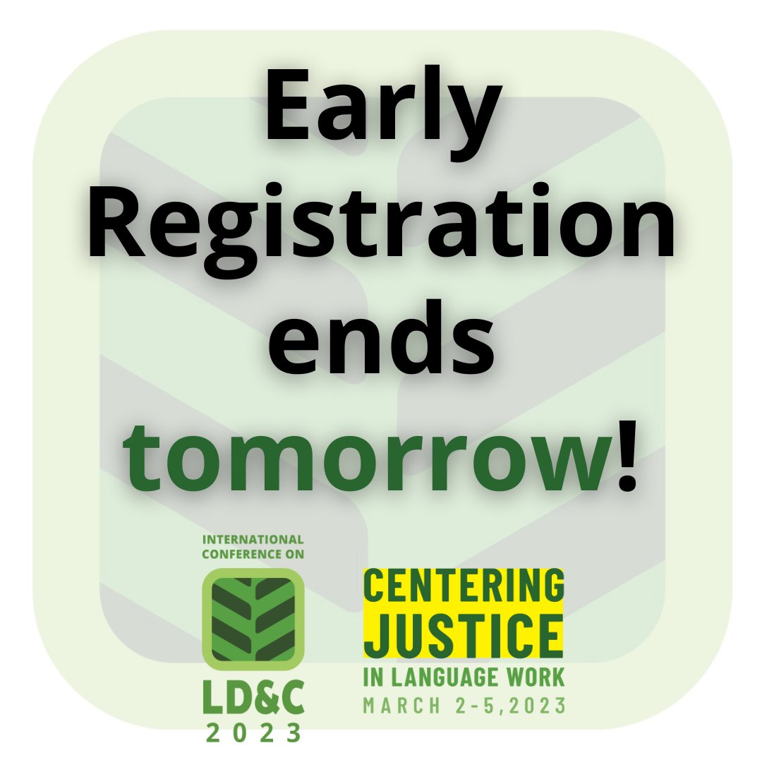 ICLDC_HI's tweet photo. Early registration ends tomorrow! Visit our website now to finalize your registration, and we can’t wait to see you in March! https://t.co/T7rIaCV49t #icldc #icldc8 https://t.co/Zdga8vA1kA