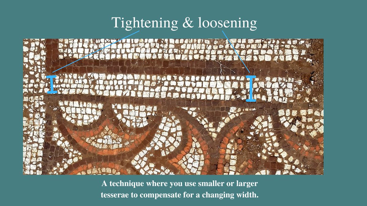 archaeoinaction's tweet photo. Top story: @romanmosaics: 'Good example of a line narrowing/widening and how the mosaicist compensated for that.  What you have to do is to decide what is your minimum and maximum size of tesserae after which you conver… https://t.co/pegGqvrtoz, see more https://t.co/468IKTECDD