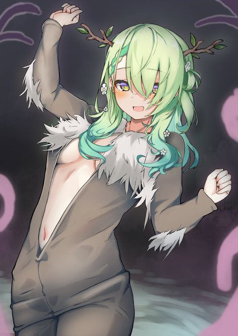 #今月描いた絵を晒そう
ファウナ女史とおにまいまひろちゃんくん 