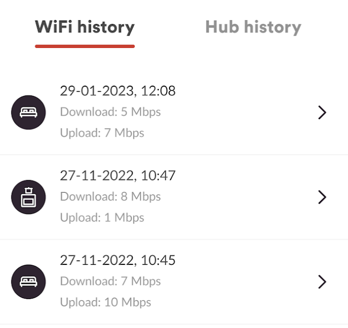 tazio74's tweet photo. @virginmedia Please tell me how to order the wifi pods. This is the speed my Nan gets in various rooms in her house, all are less than 10m away from the router. https://t.co/e0mtaxxemO