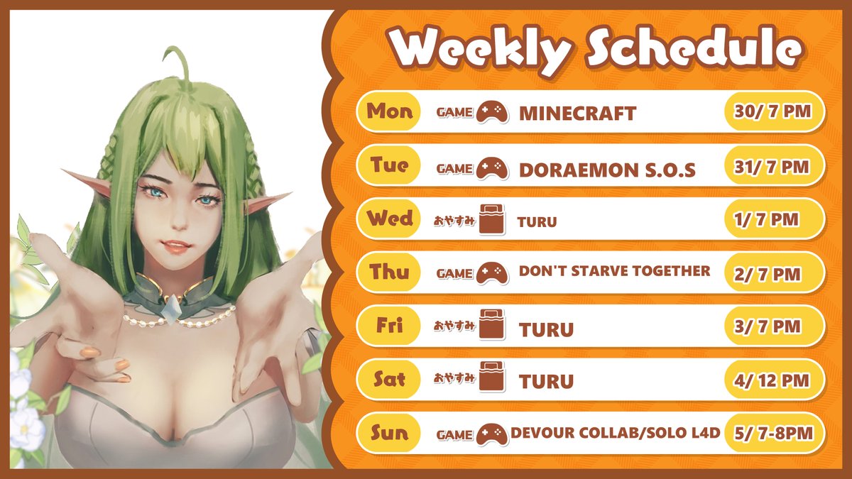 SleepySylphine's tweet photo. 【WEEKLY SCHEDULE】(WIB TIME ZONE)
ꕥ Fans name #VIPERYS
ꕥ YouTubeChannel https://t.co/smXJddNu02
ꕥ Support me https://t.co/9nXy8BaB1q
Hashtags
#Vtuber #VtuberID #VtuberSupport #VTuberUprising https://t.co/CZ939tbrA9