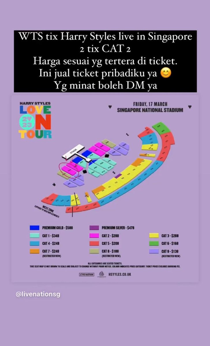 bersambadria's tweet photo. WTS
Harry Styles Love on Tour Singapore, March 17th 2023
CAT 2 PA3, 2 Tix Only
IDR 3,300,000/tix ($292)
Negotiable!
DM me for more info ✨ #LoveOnTourSingapore #zonauang #tiketharrystyles #HarryStylesLoveOnTour https://t.co/oPtGT8cD5x