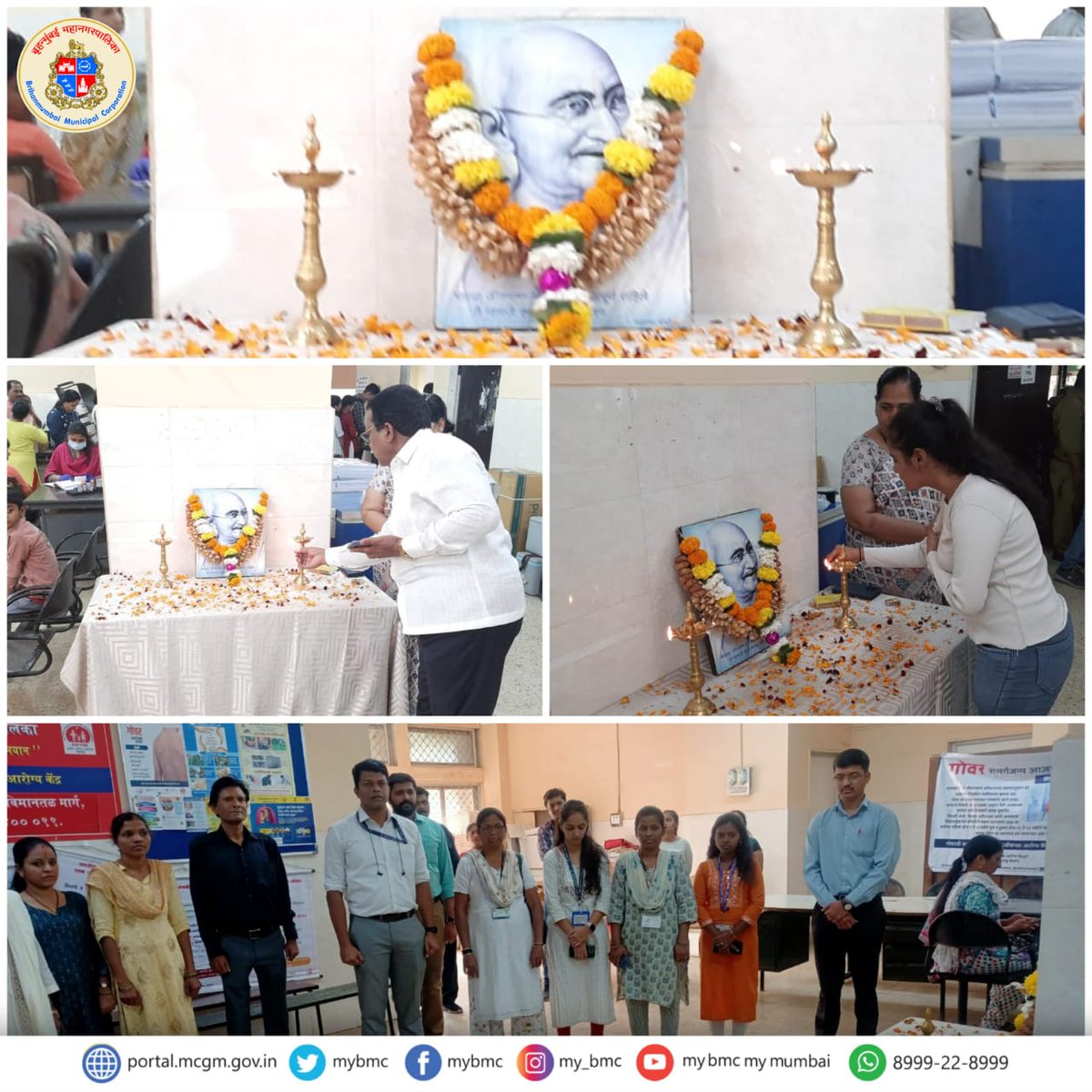 mybmcWardKE's tweet photo. Brihanmumbai Municipal Corporation's K East Ward staff paid floral homage to Father of Nation Mahatma Gandhi on his death anniversary.
#WorldLeprosyDay
#ActNow
#EndLeprosy
#EndHD https://t.co/5bGXZ1NAiu