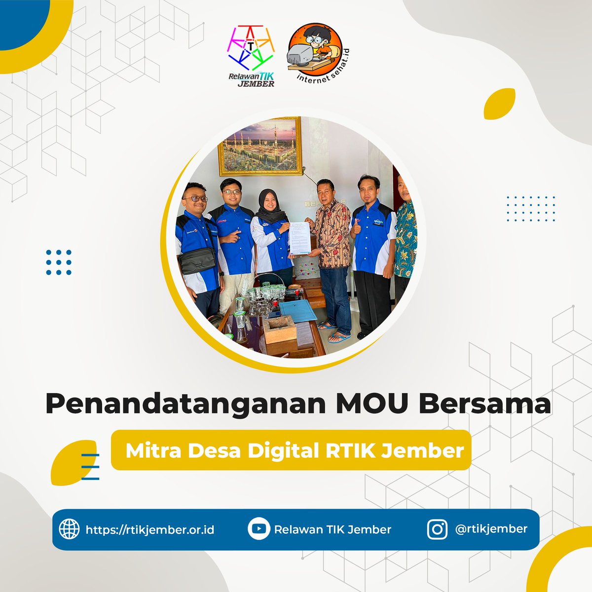 rtikjember's tweet image. Hai Sobat RTIK, gimana kabar nya? Kalian tau ga? Kalau RTIK punya program Desa Digital, nah kali ini RTIK Jember melakukan MOU dengan beberapa desa yang ada di Kabupaten Jember, salah satunya di Desa Bangsalsari. 

#rtikjember #desadigital #banggajadirelawantik