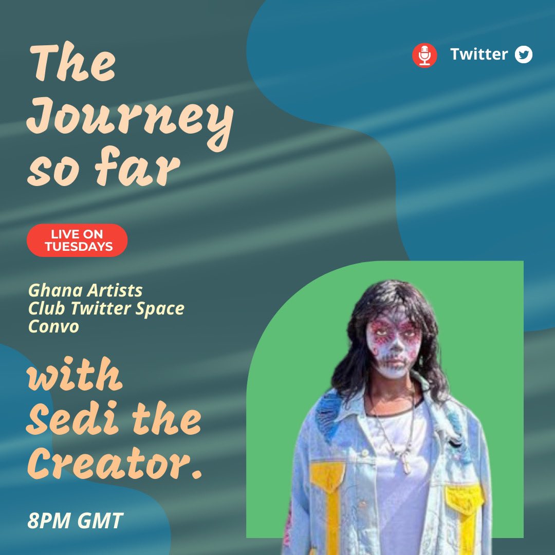 THIS TUESDAY ON OUR TWITTER SPACE. TIME WITH SEDI THE CREATOR 💥.

JOIN US! 

CC: @melodys_lyf <a href="/WalterSena__/">W.A.L.T.E.R</a> 

#artistinterview #discussion #Twitter