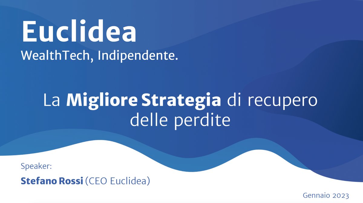 In questo video Stefano Rossi spiega come la Gestione Attiva di Euclidea, associata al Piano di Accumulo Intelligente e alla nuova CORE Salvadanaio, siano la Migliore Strategia di recupero delle perdite.
magazine.euclidea.com/migliore-strat…