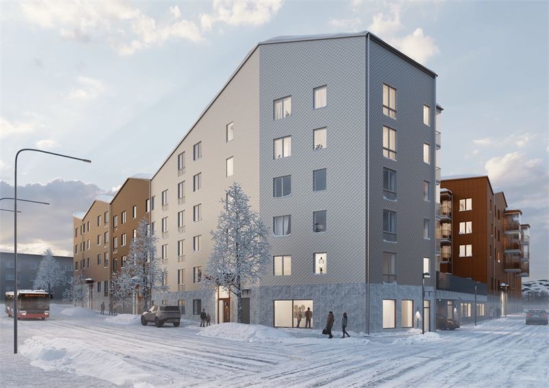 WesleyOverklift's tweet photo. "#Gladan" is one of our most prestigious projects in #Gällivare and is one of the biggest construction projects in northern #Sweden. This project is going to give the city center such a face-lift when completed in 2024! Also, look at the view these new apartments will get. #LKAB https://t.co/K0Fp6IifLm